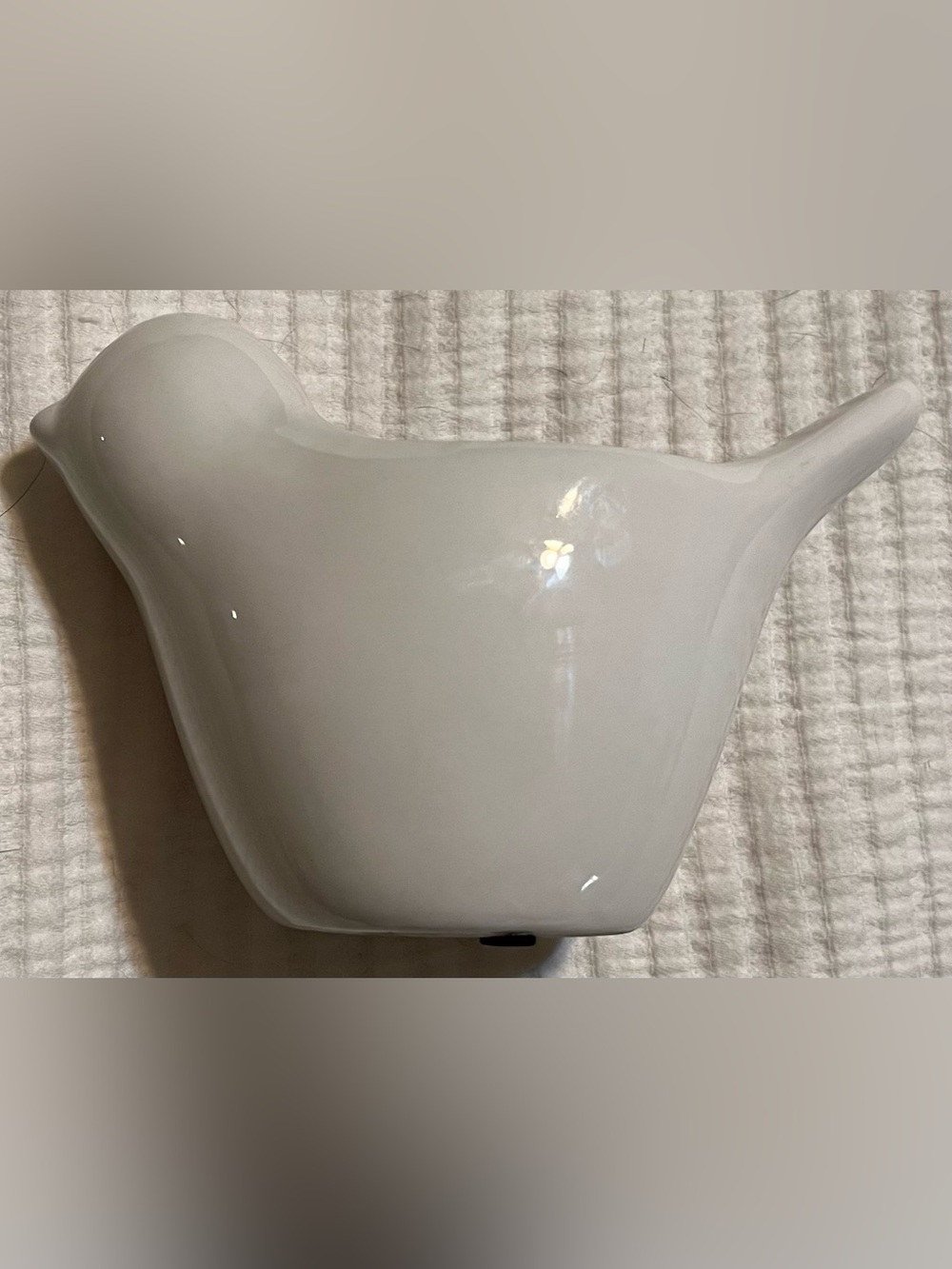 White Glossy Ceramic Bird Plant Pot